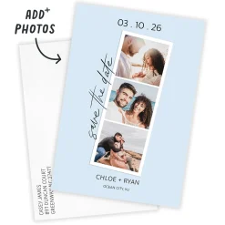 Blue Skies Photo Strip Flat Wedding Save the Date