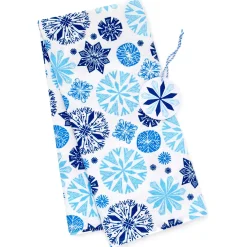 26" Blue Snowflakes Holiday Fabric Gift Wrap With Gift Tag