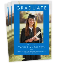 Blue Spotlight Frame Flat Graduation Party Invitation