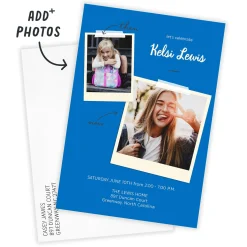 Blue Then and Now Flat Graduation Party Invitation