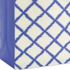 13" Blue Trellis on White Large Gift Bag