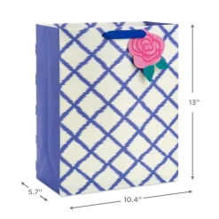 13" Blue Trellis on White Large Gift Bag