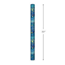 Blue Watercolor With Gold Splatter Wrapping Paper, 20 sq. ft.