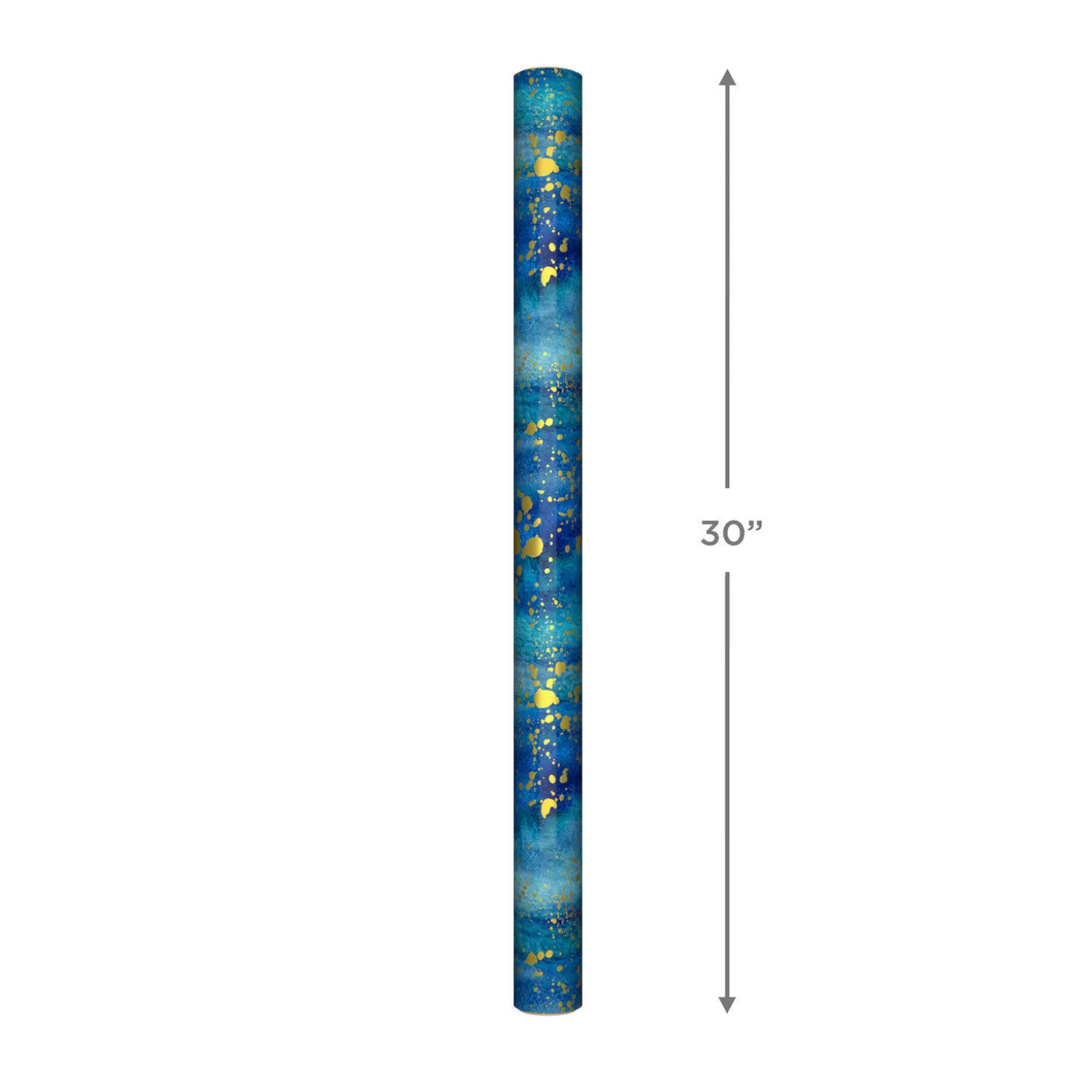 Blue Watercolor With Gold Splatter Wrapping Paper, 20 sq. ft.