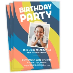 Blue Waves Birthday Invitation