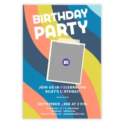 Blue Waves Birthday Invitation