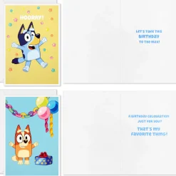 Bluey and Bingo Party Fun Assorted Birthday Cards for Kids, Pack of 16