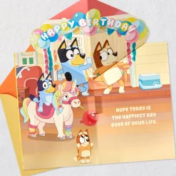 Bluey Hooray Musical Pop-Up Birthday Card for Kids With Light