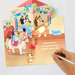 Bluey Hooray Musical Pop-Up Birthday Card for Kids With Light