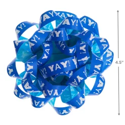 4.6" Blue "Yay!"/Aqua Recyclable Gift Bow