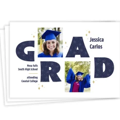 Bold Blue Letters Flat Graduation Announcement