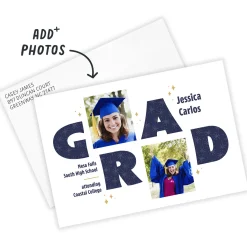 Bold Blue Letters Flat Graduation Announcement