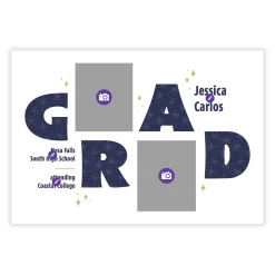 Bold Blue Letters Flat Graduation Announcement