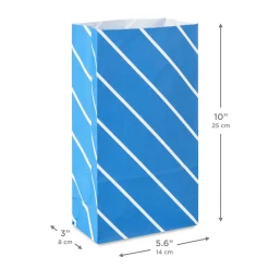 Bold Blue Stripes 8-Pack Paper Goodie Bags With Stickers