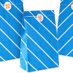 Bold Blue Stripes 8-Pack Paper Goodie Bags With Stickers