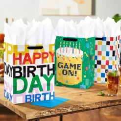 13" Bold Celebration 3-Pack Assorted Large Birthday Gift Bag Bundle