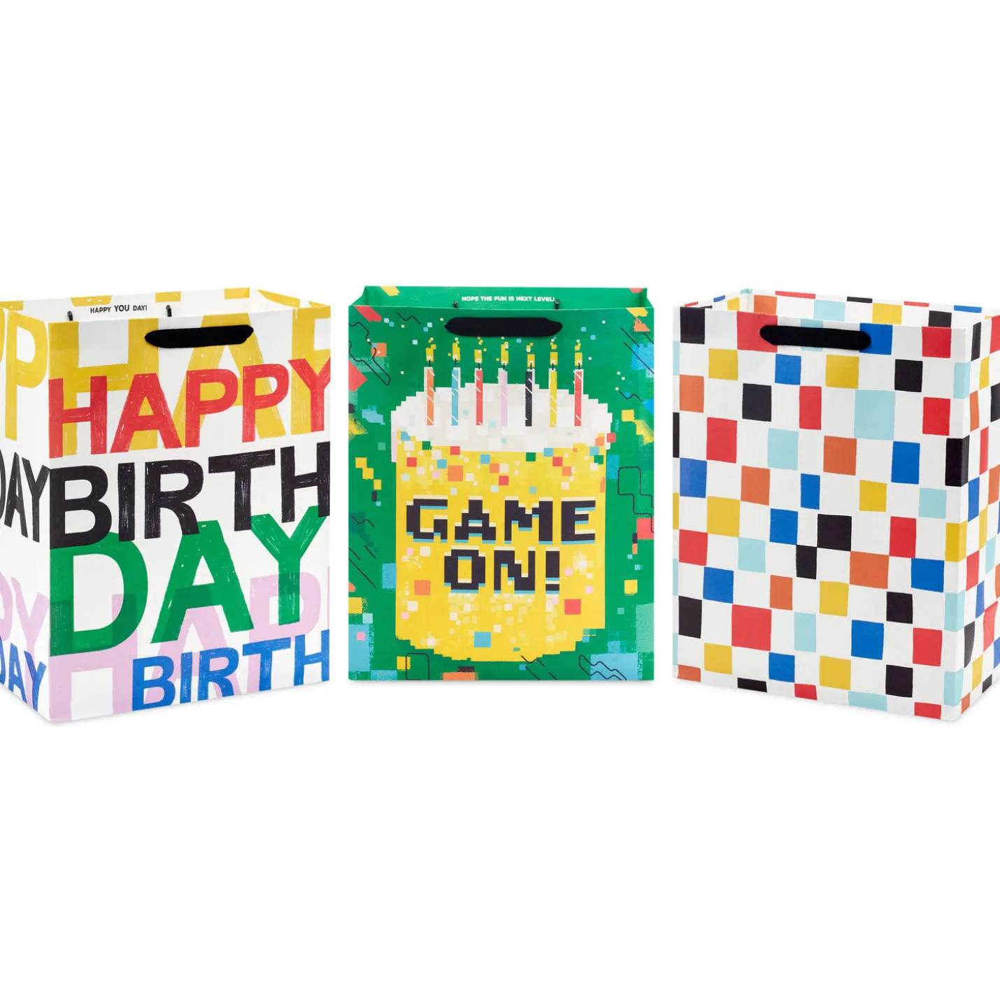 13" Bold Celebration 3-Pack Assorted Large Birthday Gift Bag Bundle