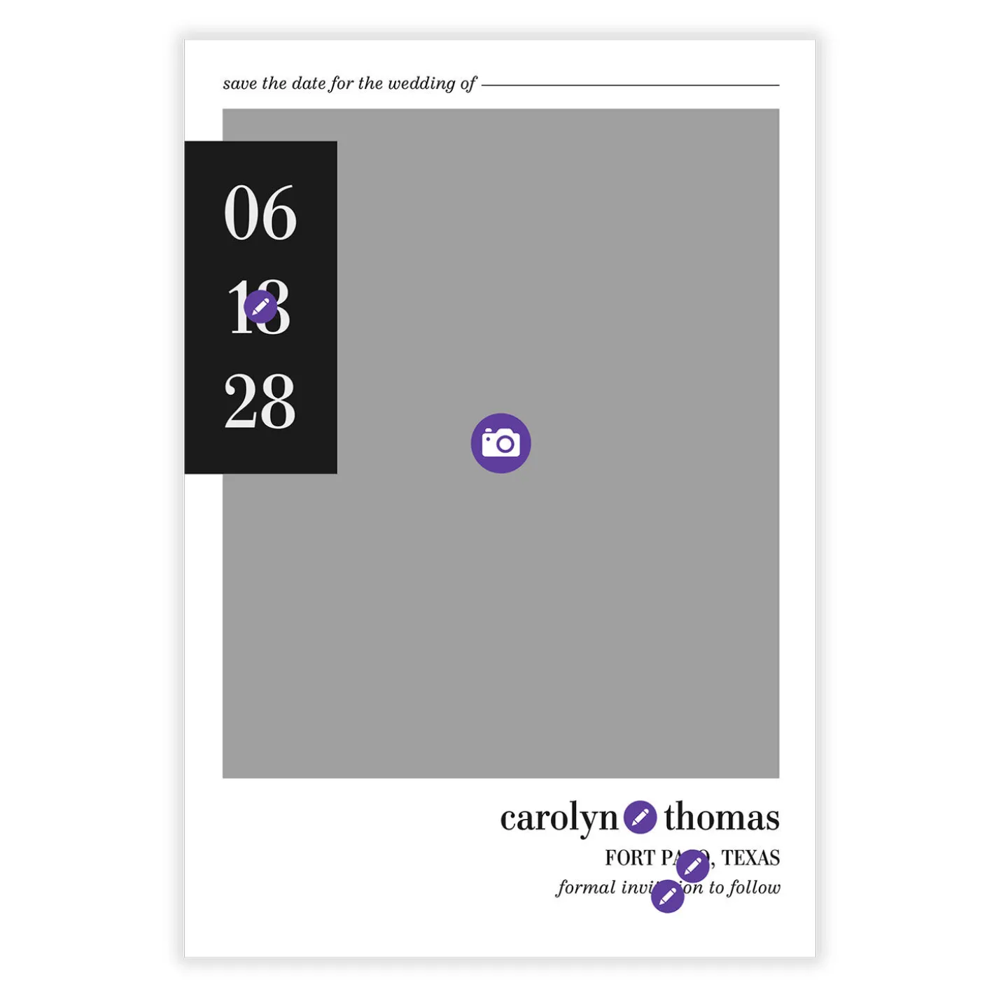 Bold Date Block Flat Wedding Save the Date
