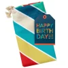 28" Bold Diagonal Stripes Birthday Canvas Gift Sack With Gift Tag