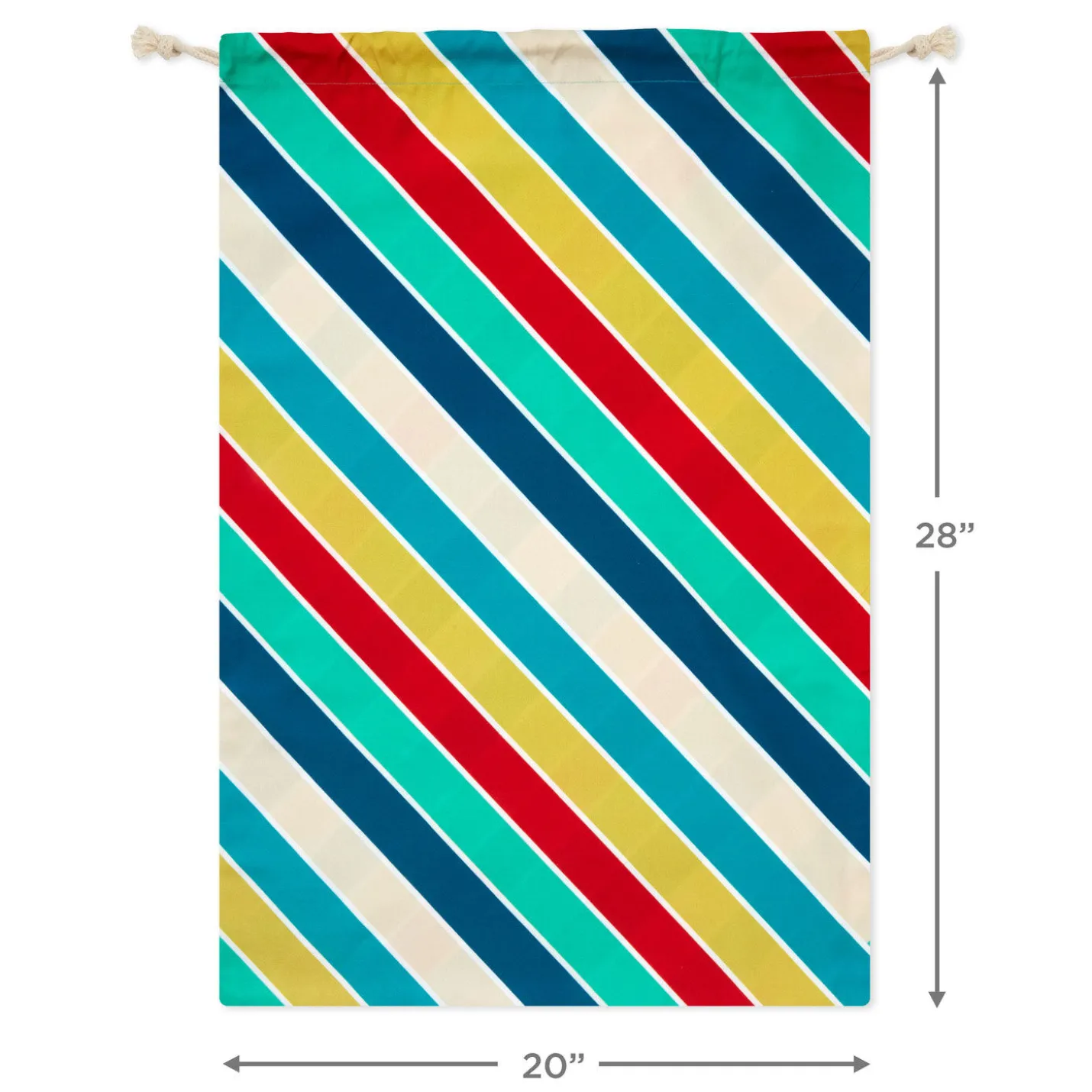 28" Bold Diagonal Stripes Birthday Canvas Gift Sack With Gift Tag