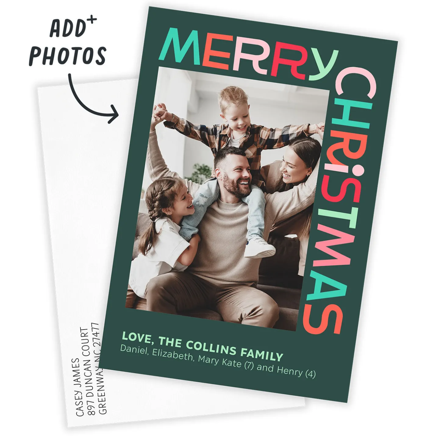 Bold Festive Fun Flat Christmas Photo Card