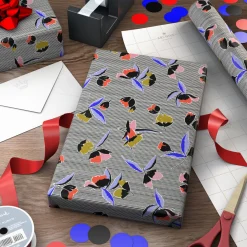 Bold Floral and Stripe Wrapping Paper Roll, 20 sq. ft.