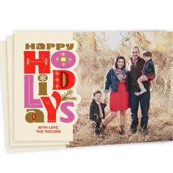 Bold Folk Art Lettering Flat Holiday Photo Card
