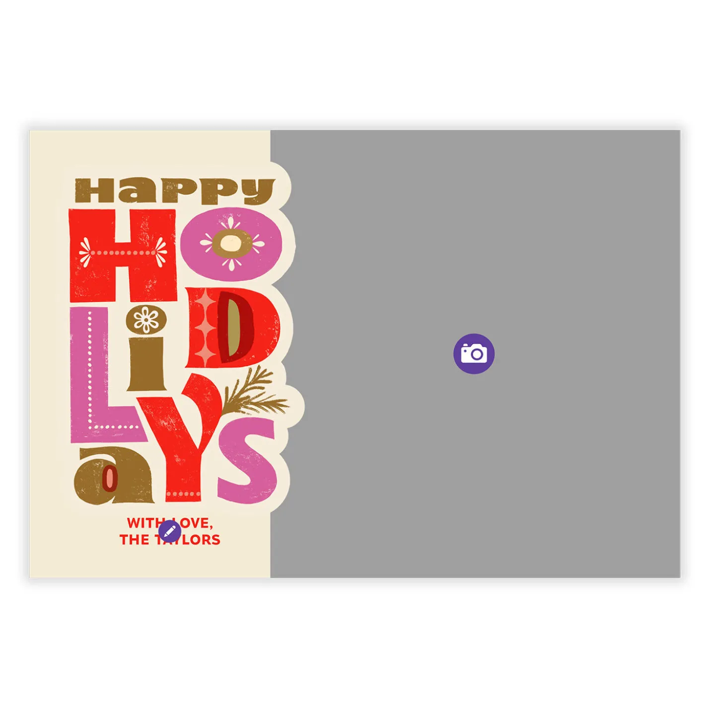 Bold Folk Art Lettering Flat Holiday Photo Card
