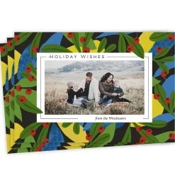 Bold Holly Flat Holiday Photo Card
