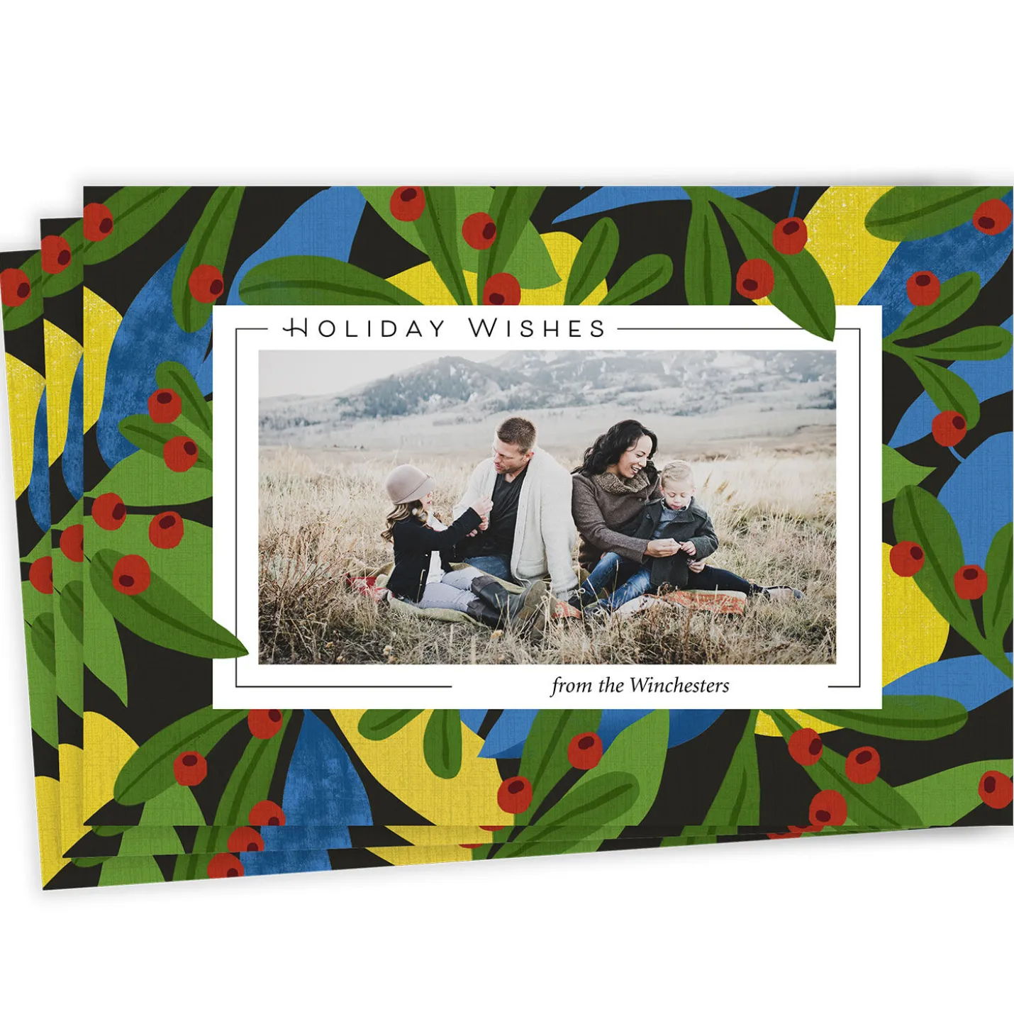 Bold Holly Flat Holiday Photo Card
