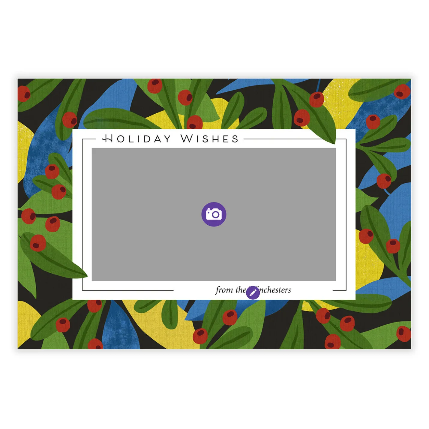 Bold Holly Flat Holiday Photo Card