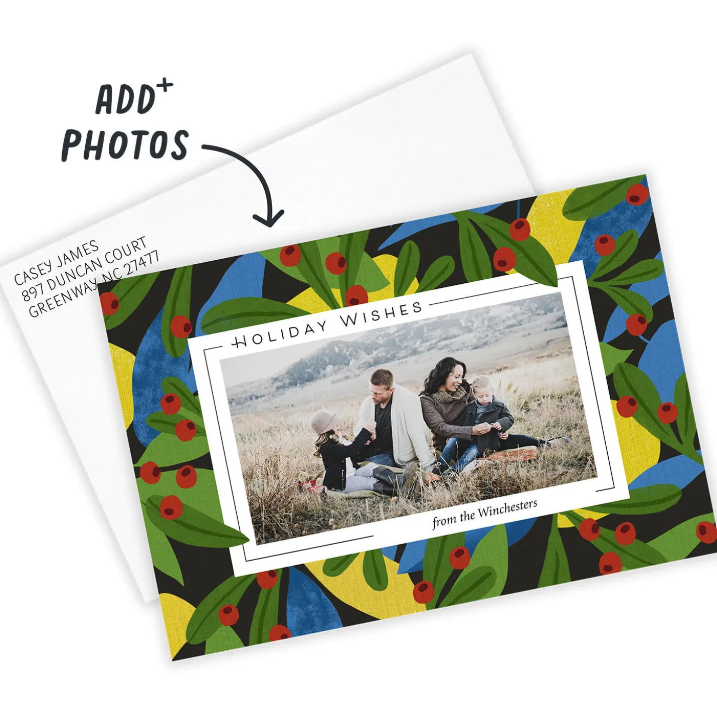 Bold Holly Flat Holiday Photo Card