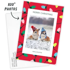 Bold String Lights Flat Christmas Photo Card