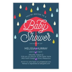 Bold Umbrella Flat Baby Shower Invitation
