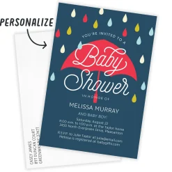 Bold Umbrella Flat Baby Shower Invitation