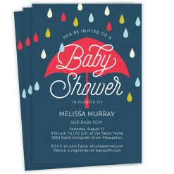 Bold Umbrella Flat Baby Shower Invitation