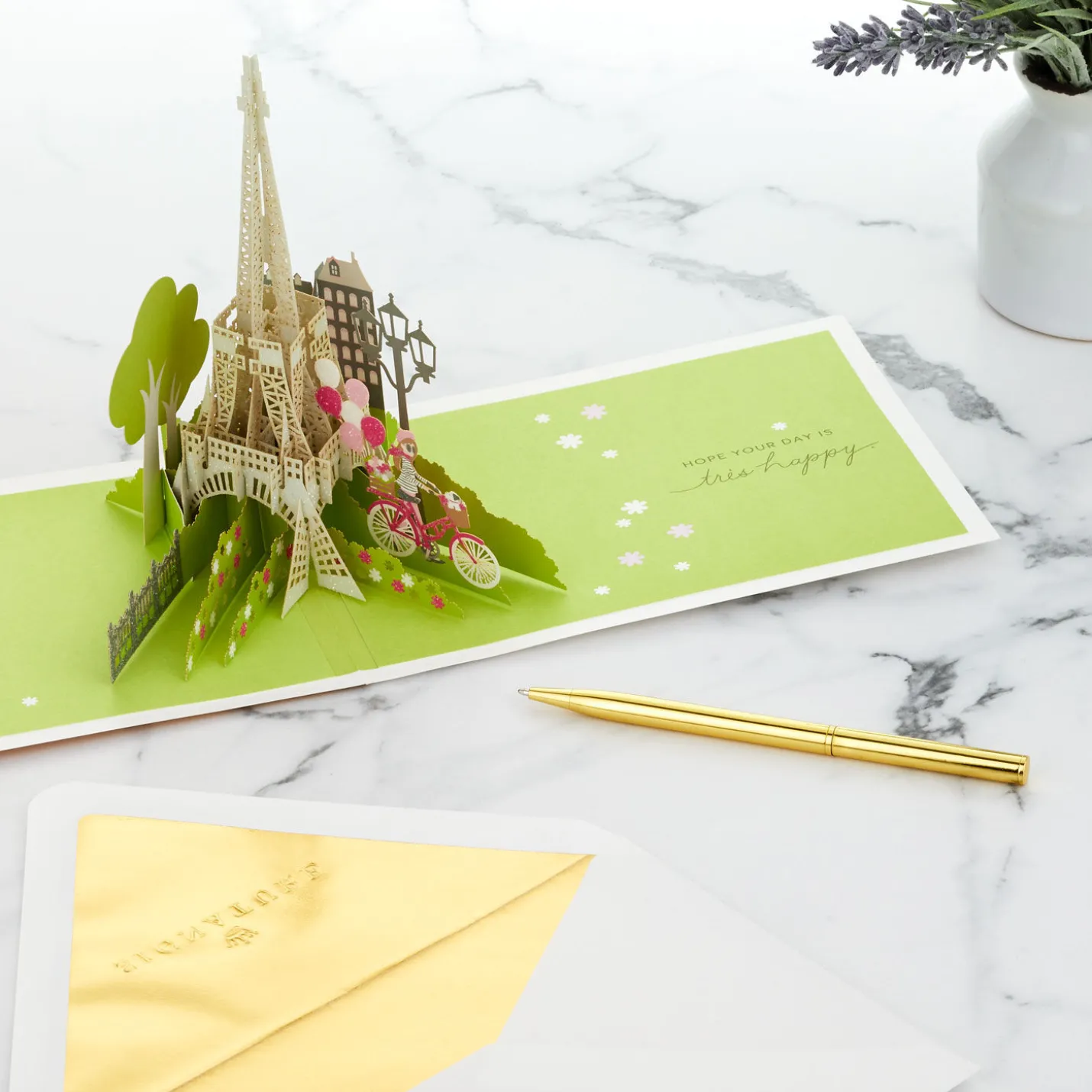 Bonjour Eiffel Tower 3D Pop-Up Hello Card
