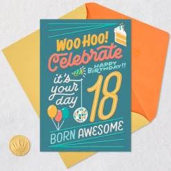 Born Awesome 18th Birthday Card