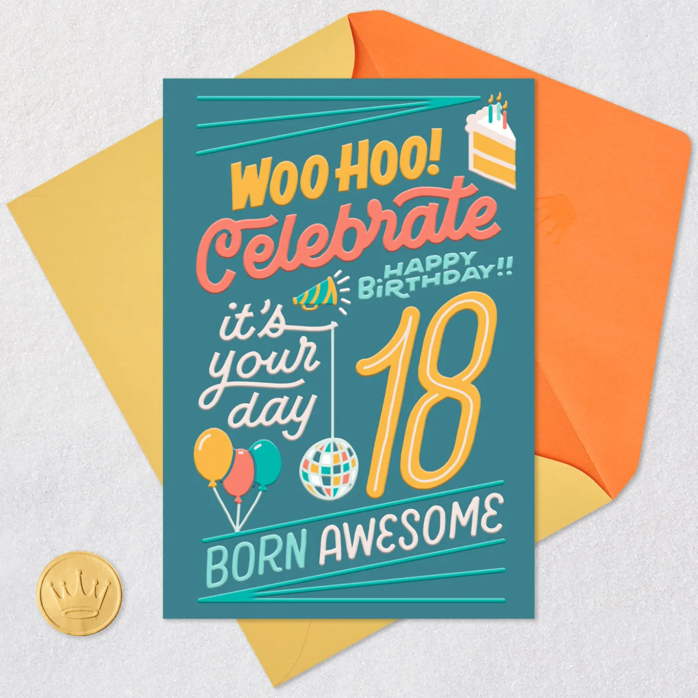 Born Awesome 18th Birthday Card