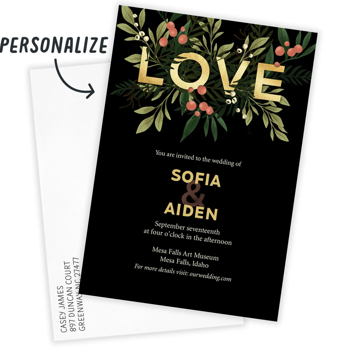Botanical Love Flat Wedding Invitation