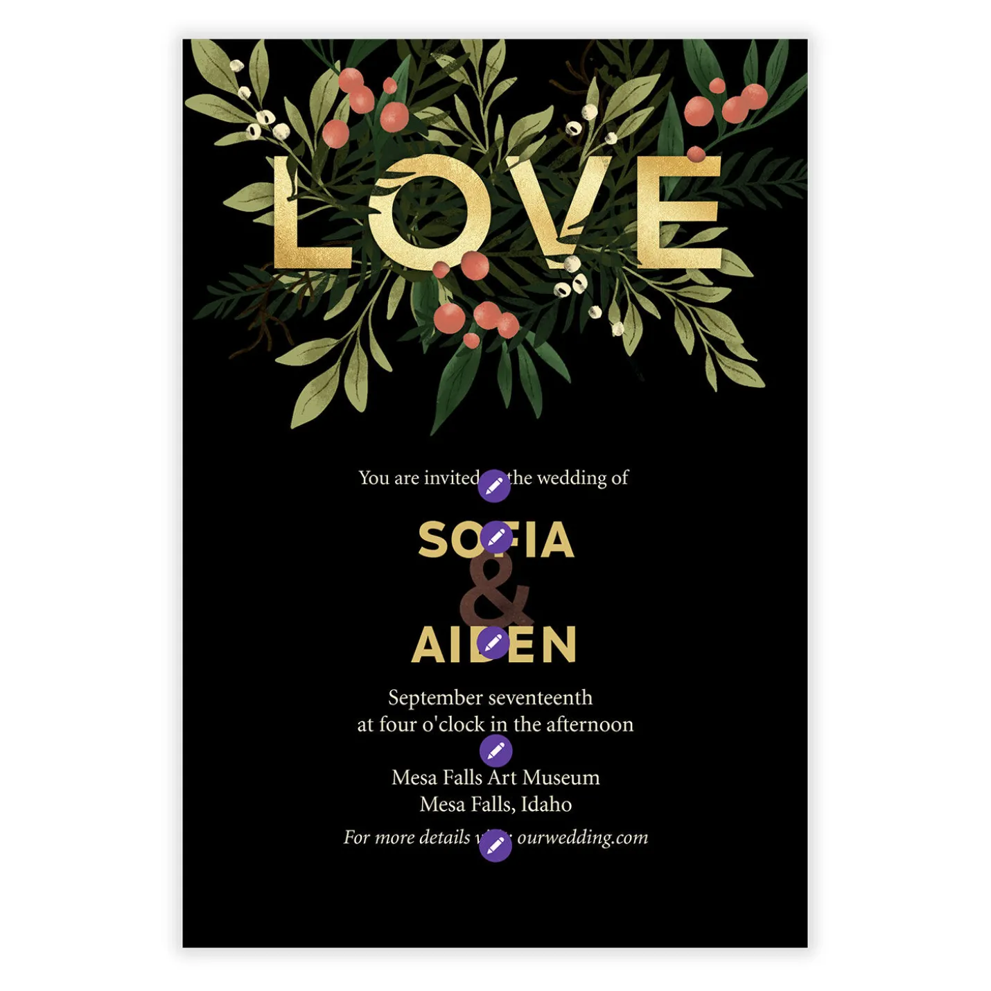 Botanical Love Flat Wedding Invitation