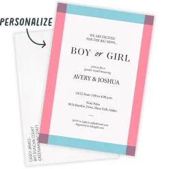 Boy or Girl Pink and Blue Gender Reveal Invitation