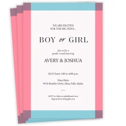 Boy or Girl Pink and Blue Gender Reveal Invitation