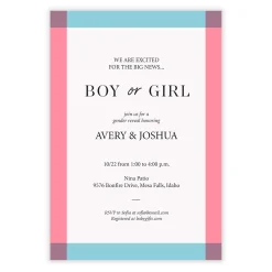 Boy or Girl Pink and Blue Gender Reveal Invitation