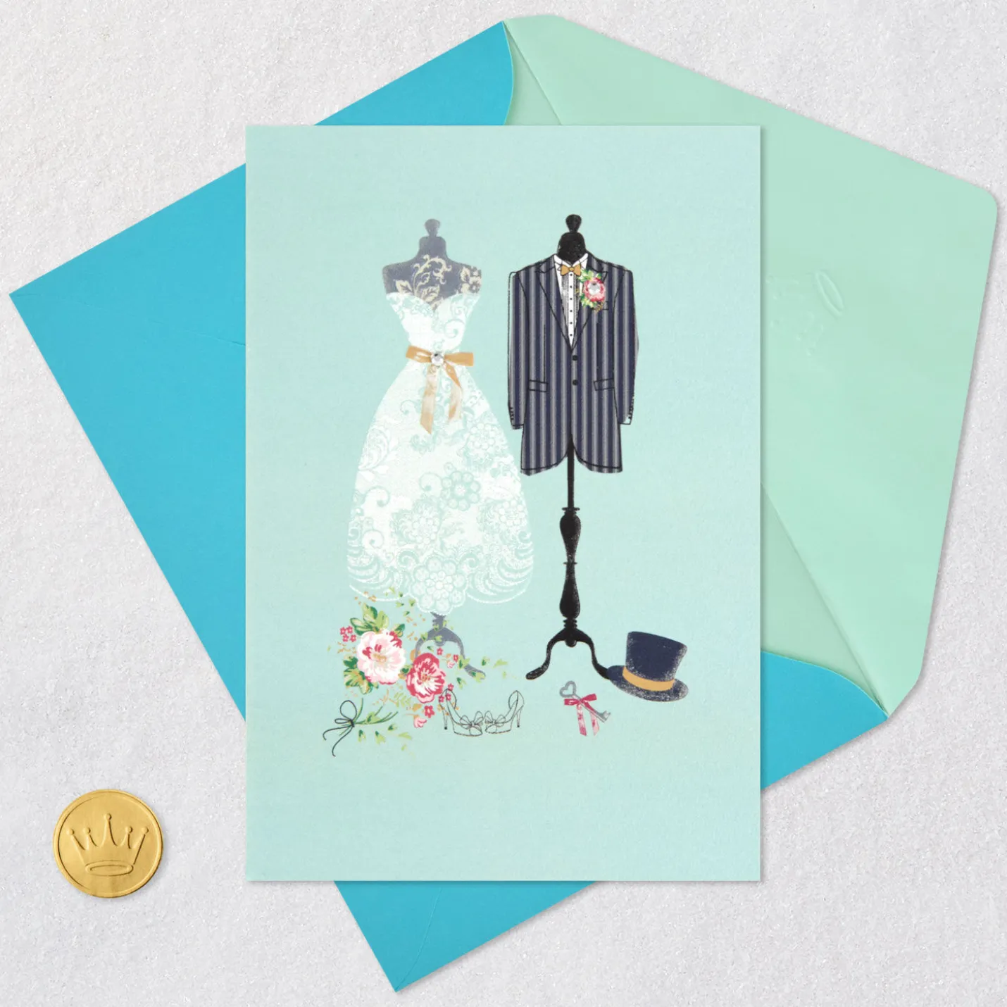 Bridal Gown and Groom Jacket Blank Wedding Card