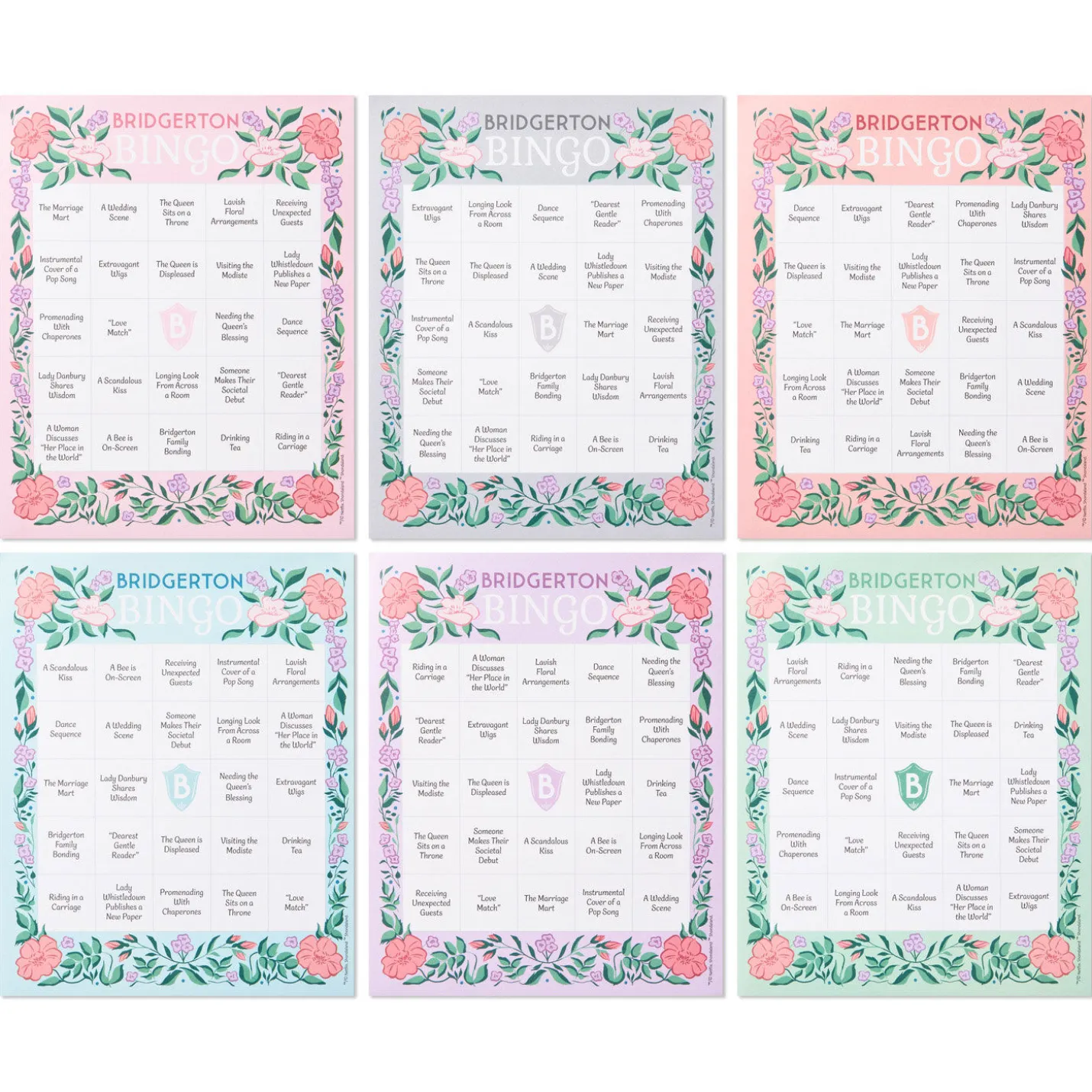 Bridgerton Bingo Game Pad, 102 Sheets