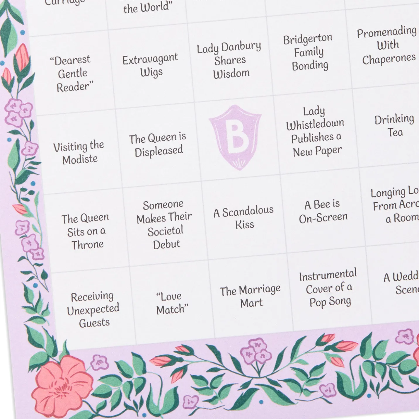 Bridgerton Bingo Game Pad, 102 Sheets