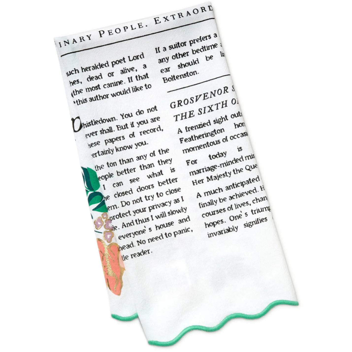 Bridgerton Lady Whistledown's Society Papers Tea Towel, 18x26