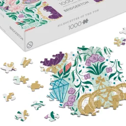 Bridgerton Ton Silhouettes on Floral 1000-Piece Jigsaw Puzzle