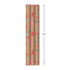 Bright and Bold Kraft 3-Pack Christmas Wrapping Paper, 90 sq. ft.